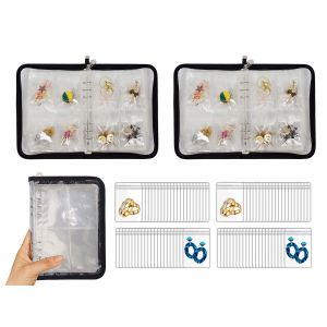 Carnet de voyage transparent pour bijoux avec 80 compartiments et pochettes - Neuf