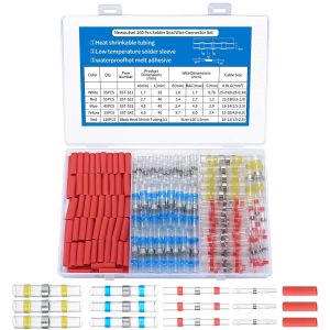 260 Pièces Cosse Thermoretractable, Connecteur Gaine Thermorétractable, Manchon Thermosoudable, Soudure Douille Connecteurs Cosses Bornes de Fils Electriques Isolées - Neuf