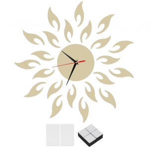 HJLIAN Horloge murale autocollante motif tournesol stereoscopique, miroir mural, decoration de salon, dore - Neuf
