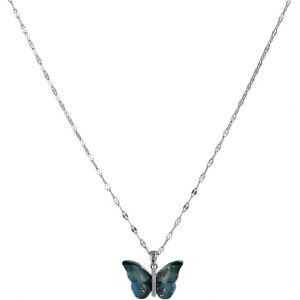 Collier Papillon Plaqué Argent Délicat Pendentif Cristal Délicat Bijoux Femmes Amies Mère Déclaration Cadeaux - Neuf