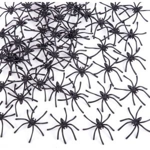 Halloween Araignée Décoration, 100 Pcs Araignées En Plastique, Fausses Araignées Décorations, Horreur Décoration De Table Pour Les Fêtes, Pour Maison Hantée Halloween Carnaval Soirée - Neuf