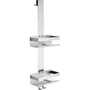 Etagere Douche &Agrave; Suspendre, Acier Inoxydable Sus304 Etag&egrave;re De Douche Avec Crochets,&Eacute;tag&egrave;re De Douche Suspendue En Verre Pour Salle De Douche Nickel Bross&eacute;,K07-23Bn-2Gl - Neuf