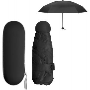 Parapluie Pliant Mini Pour Femme Homme Enfant, 6 C&ocirc;tes Petit Compact Parapluies De Poche Solide Avec &Eacute;tui, &Eacute;tanche R&eacute;sistant Vent Parapluie Solaire Anti Uv,Portable Umbrella Pour Voyage - Neuf