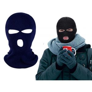 Lot De 2 Cagoules De Ski Int&eacute;grales &Agrave; 3 Trous - Noir Et Bleu Marine - Neuf