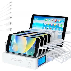 Organisateur De Station De Charge Usb &Agrave; 7 Ports Pour Plusieurs Appareils Avec 7 C&acirc;bles De Charge Courts,Station De Chargement Pour Multi-Appareils, Compatible Avec T&eacute;l&eacute;phones, Autres Appareils - Neuf