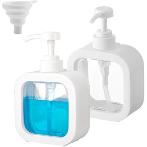 KAL-2Pcs Distributeur Savon, Distributeur De Savon Distributeur Savon Liquide, Distributeur Savon Cuisine, Distributeur Gel Douche, Plastique Transparent Flacon Pompe Vide Rechargeable (300Ml) - Neuf
