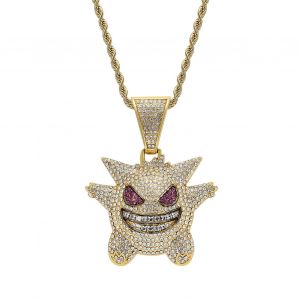 Collier Pendentif En Alliage Avec Motif Drole De Diable, Chaine En Acier Inoxydable De 60 Cm, Pendentif Exquis, Chaine Doree - Neuf