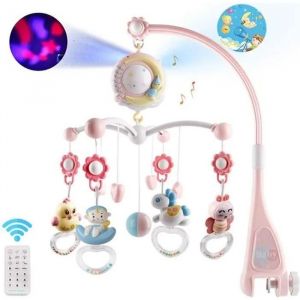 Mobile Musical Bébé Lit Cloche Mobile Hochets Musical De Berceau Boîte À Musique Projecteur Bébé Jouets Éducatifs Mignon Animal - Neuf