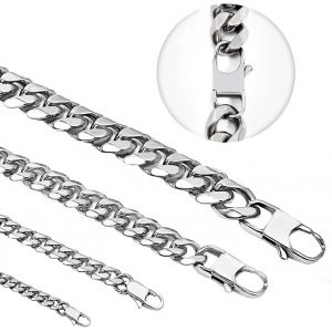 Trahoo-Chaine Homme Acier Inoxydable Argent Couleur 3/6/9/12mm Collier Femme Fine/Grosse Maille Cubaine Chaîne Enfants Garçon Ado 316l Ras Du Cou Longeur 45/50/55/60/65/70/75 Cm - Neuf