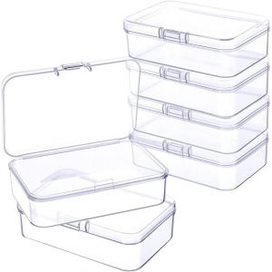 (11,5 X 8,7 X 2.8 Cm)6 Pi&egrave;ces Petite Bo&icirc;te De Conteneur De Stockage De Perles En Plastique Transparent Avec Couvercle &Agrave; Charni&egrave;re Pour Collecter De Petits Objets, Cartes De Visite, Pi&egrave;ces De Jeu - Neuf