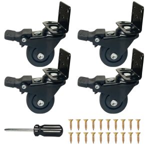 Mevronisshop-4 Pi&egrave;ces Roulette Pivotante Avec Rein,Roulette Charge Lourde En Tpr,Roulette Valise,Roulettes Pivotantes,Petite Roulette Meuble En Forme De L, Sans Marquage Et Silencieuses,Roue Chariot - Neuf