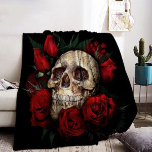 Couverture &Agrave; Imprim&eacute; T&ecirc;te De Mort, Imprim&eacute; T&ecirc;te De Mort Gothique, Couverture En Fausse Fourrure Douce Et Confortable, Ma - Neuf