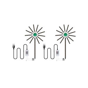 Lot De 2 Bandes Lumineuses Led Rgb Effet Feu D'artifice Avec Application Et Commande Vocale, Alimentation Usb, Usage Int&eacute;rieur Uniquement. - Neuf