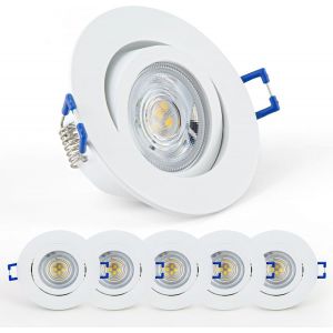 Spots Led Encastrable Dimmable, Orientable Spot De Plafond 4000K 5W 650Lm 230V Led Modules, Spot Encastrables Led Extra Plat Blanc Neutre Rond Pour Salle De Bain Chambre Salon Bureau, Blanc - Neuf