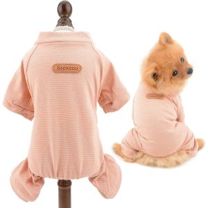 Kalanka-Smalllee_Lucky_Store Pyjama Chien Ray&eacute; En Coton, Combinaison Pour Petit Chien Et Chat, V&ecirc;tement De Nuit Souple &Agrave; 4 Pattes, Grenouill&egrave;re Pour Chiot, Yorkie, Chihuahua - Neuf