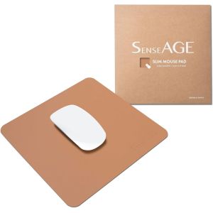 Tapis de souris fin pour la maison/le bureau, tapis de souris portable pour ordinateur et ordinateur portable, en cuir végétalien, base antidérapante, compatible avec souris laser et optique - Neuf