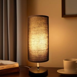 Cheng-Da Light Lampe De Chevet Noire, Lampe De Table Avec Interrupteur À Câble, Douille E27, Abat-Jour En Tissu Lin, Lampe De Table Moderne Pour Chambre À Coucher, Salon, Bureau, Chambre D'enfant (Sa - Neuf