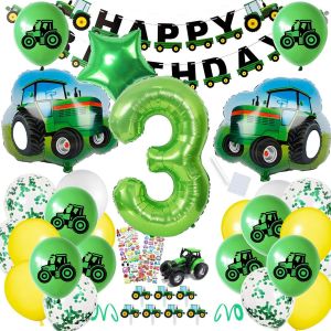 CAUC-Tracteur Decoration Anniversaire, Decoration Anniversaire Garcon 3 Ans Tracteur, Tracteur Ballon Anniversaire 3 an, Tracteur F&ecirc;te Deco - Neuf