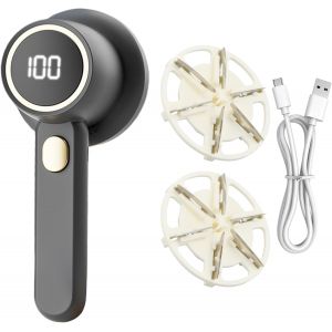 MEVRONISSHOP-Rasoir Anti-Bouloche &Eacute;lectrique, Appareil Coupe Peluche avec &Eacute;cran LED, 6 Lames & 2 Vitesses R&eacute;glables, Rasoir Peluche bouloche Id&eacute;al pour V&ecirc;tements Canap&eacute;s Couvertures Rideaux (Gris) - Neuf