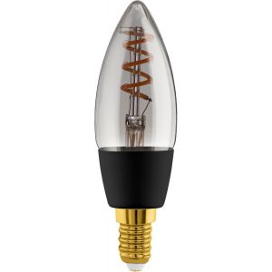 Kal-Connect.Z Ampoule Led E14 Connectée, C35, Zigbee, App Et Commande Vocale Alexa, Dimmable, Blanc Chaud, 4 Watts, Lampe Vintage En Spirale, Verre Fumé, Noir - Neuf