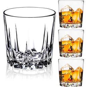 4 Pièces Verres À Whisky,300ml Sans Plomb Verre A Whiskey En Cristal Pour Cocktail Rhum Vodka Scotch Gin Cognac Eau Lavable Au Lave-Vaisselle - Neuf