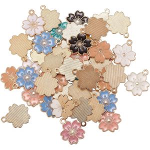 KAL-Lot De 100 Breloques En &Eacute;mail &Agrave; 5 P&eacute;tales Pour Fabrication De Bracelets, Colliers, Bijoux -20,5 X 17,5 Mm - Neuf