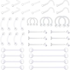 Nbgcm-14/16g Clair Tragus Nez Retainer Cartilage Helix Daith Des Boucles D'oreilles Boiflex Acrylique Septum Sourcil Bagues À Lèvres Industriel Piercing - Neuf