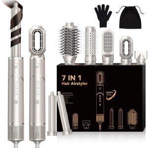 Sèche Cheveux 7 En 1, Air Styler Pro, Seche Cheveux Diffuseur Boucle, Fer À Boucler À Air De 30 Mm,Pour Lisser, Boucler Les Cheveux,3 Températures,1400 W Hair Styler Professionnel - Neuf