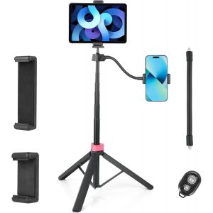 LORANKA-160CM Perche &agrave; Selfie Tr&eacute;pied, Extensible Selfie Stick Tr&eacute;pied de T&eacute;l&eacute;phone avec Connecteur de Tuyau, Trepied de Voyage Rotative &agrave; 360&deg; avec T&eacute;l&eacute;commande sans Fil pour iPhone/pour GoPro/Camer - Neuf