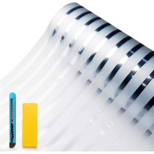 KALANKA-Film Fenetre Anti Regard Motif Rayure Dépoli 44.5 × 120cm Film Occultant Fenêtre Autocollant Anti UV Effet Électrostatique Idéal pour Bureau Chambre Salon Cuisine - Neuf