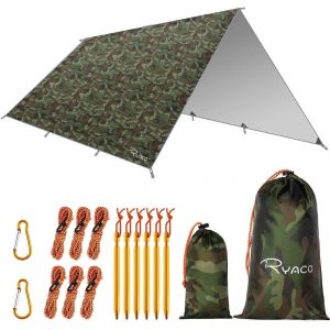 Lbgwp60-Bâche Anti-Pluie,3m X 4m Camping Bâche Rain Tarp Toile De Tente Imperméable Abri De Randonnée Pliable Portable Grande Taille Avec Zippées Et Poche En Filet Pour Bouteille D'eau Pour Picnic - Neuf