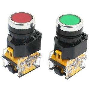 2pcs 22mm Mount 10A 380V DPST Rouge Vert Interrupteur à bouton-poussoir momentané - Neuf