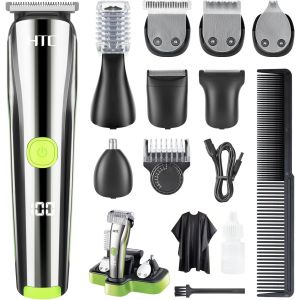 At1208 Tondeuse À Barbe Homme - Ensemble De 12 Pièces Avec Tondeuse À Cheveux, Rasoir Électrique Pour Barbe, Cheveux, Corps, Nez Et Oreilles - Neuf