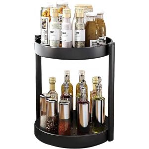 Lazy Susans - Organisateur À 2 Étages - Tourne-Disque Rond - Support À Épices Rotatif À 360 ° - Grand Support À Épices Pour Cuisine,26 Cm - Pour Cuisine,Armoire,Armoire,Table - Neuf