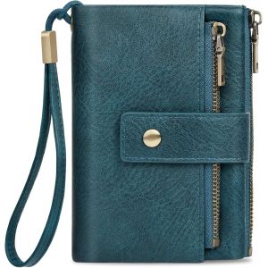 CAUC-Portefeuille Femme, Cuir PU Porte Monnaie Femme Blocage RFID Portefeuilles et Porte-Cartes 12 Fentes pour Cartes et 2 Poches &agrave; Pi&egrave;ces avec Fermeture &Eacute;clair Petit Porte Feuille Femme - Neuf