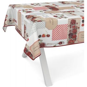 SJZG-Nappe En Toile Cir&eacute;e Lavable, Pour Table De Jardin, De Forme Ronde, Ovale Ou Rectangulaire, 180 X 140 Cm, Avec Ourlet (Bord&eacute;), Fraises - Neuf
