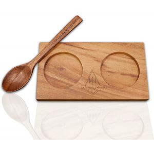 Soucoupe Pour Moulins À Épices-Plateau Bois D'acacia Pour Salière Et Poivrier Avec Cuillère De Remplissage,Rangement Et Organisation De Cuisine - Neuf