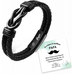 Cadeau Fête Des Pères Pour Papa - Cadeaux Pour Papa - Bracelet Bracelet En Cuir Homme Gravure - Bracelet En Cuir Cadeaux De Noël Cadeau D'anniversaire Pour Papa - Neuf