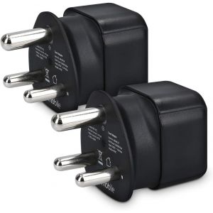 JGD-2X Adaptateur Voyage Afrique du Sud - Adaptateur Compact pour Fiche Schuko vers Type M - Compatible Prise Mozambique N&eacute;pal Botswana - Noir - Neuf