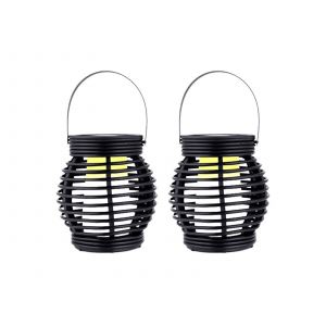 Lot de 2 lanternes solaires en rotin pour la d&eacute;coration ext&eacute;rieure du jardin et de la terrasse - Neuf