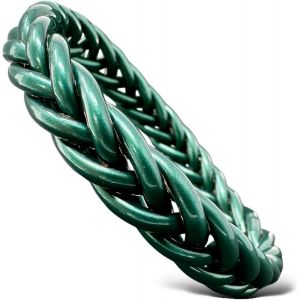 Ytseazn-Yvelise Bracelet Tressé Femme - Jonc Bouddhiste - Vert Chlorophylle - 15 - Neuf
