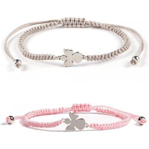 2 Pcs Bracelet Argenté Ange Gardien, Bijou Fait Main, Idéal Comme Cadeau Pour Communion Ou Confirmation, Bracelet Réglable Pour Filles, Inclus Emballage Cadeau - Neuf