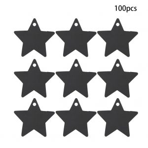 Lot de 100 etiquettes de message en forme d'etoile pour vetements, fete de mariage, 6 x 6 cm (noir) - Neuf