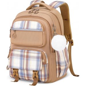 CHECARZHN--NO1-Cartable Fille Primaire, Sac D'École College Grand Pour Les Adolescentes, Sac À Dos Ergonomique Pour Filles À Carreaux Mode Daypack Décontracté - Neuf