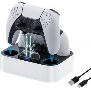 Lkljij-Chargeur Pour Manette Ps5, Support De Station De Charge Pour La Manette Ps5 Accessoires Avec Lumineux À Led/Charge Rapide/Protection Contre Les Courts-Circuits - Neuf