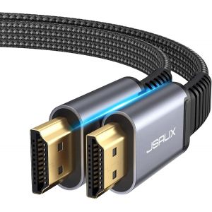 SAUX HDMI Cable 4K 60Hz 18Gbps-Flat High Speed 5m-Braided Nylon-Compatible 3D HDR UHD 2160p 1080p Ethernet ARC Compatible with PS3/4 TV PC-Grey - Neuf