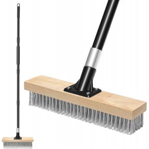 NouvelHorizonstore-Balai Toiture Exterieur Terrasse Acier Inoxydable avec Long Manche, Robuste Brosse Metallique &Eacute;limination des Mousses Ext&eacute;rieures sur Sols en B&eacute;ton Jardins Patios Toits Briques Gar - Neuf