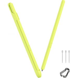 Stylo &Eacute;lectromagn&eacute;tique pour Samsung Fold 6/Fold 5/Fold 4/Fold 3, S Pen Samsung Fold 3 Remplacement avec Goutti&egrave;re et 3 Pointes de Stylet, Haute Sensibilit&eacute; Rejet de Paume, Jaune-Vert - Neuf