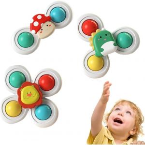 3pcs Spinner Bebe Ventouse,Douchette Bain Bebe,Piscine Bebe,Jouet Bebe 1 An,Jouet De Bain Pour Bebe,Jouet Ventouse Bebe,Baby Spinner Ventouse,Jouet Bain Bebe Pour Tout-Petit,Filles, Gar&ccedil;ons - Neuf