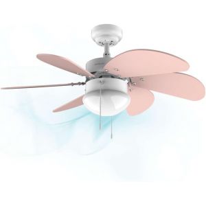 CHECARZHN--NO1-Ventilateur De Plafond Energysilence 3600 Vision Nude. 50 W, Diamètre 92 Cm, Lampe, 3 Vitesses, 6 Pales Réversibles, Fonction Été/Hiver, Interrupteur De Chaîne, Blanc/Nude - Neuf